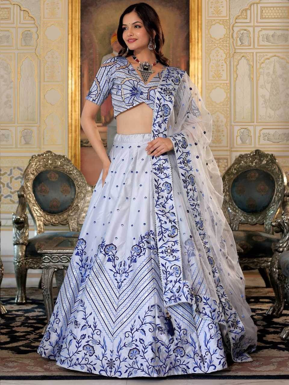 Satin Embroidered Sequins Lehenga - MYLUXURY LANE ENTERPRISE